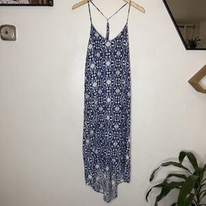 L*space Blue White Mazarron High Low Strappy Beach Dress Womens Small Rayon Boho